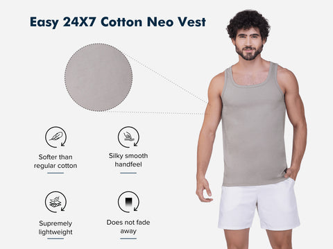 Easy 24X7 Cotton Neo Vest (Pack of 3)