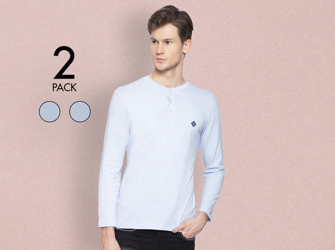 Easy 24X7 Cotton Slub Henley (Pack of 2)