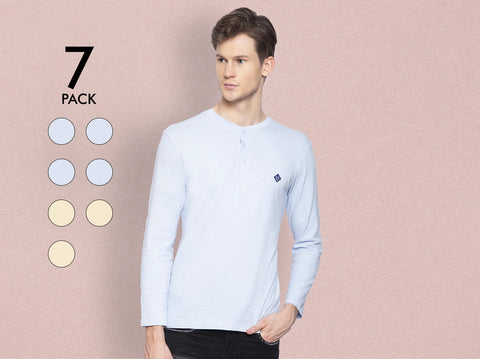 Easy 24X7 Cotton Slub Henley (Pack of 7)