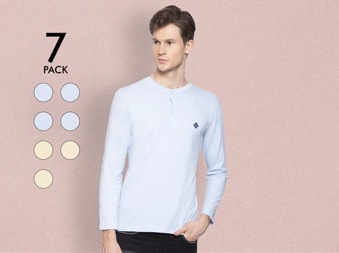 Easy 24X7 Cotton Slub Henley (Pack of 9)