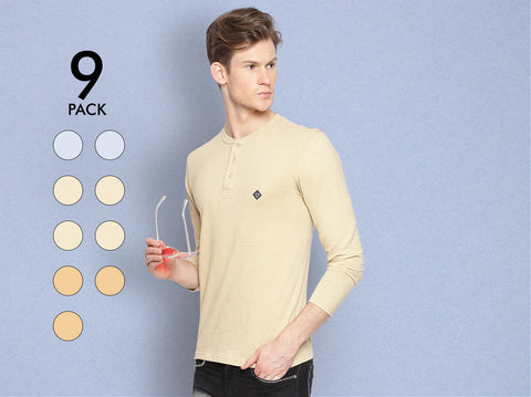 Easy 24X7 Cotton Slub Henley (Pack of 9)