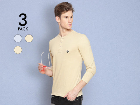 Easy 24X7 Cotton Slub Henley (Pack of 3)