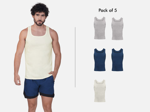 Easy 24X7 Cotton Neo Vest (Pack of 5)