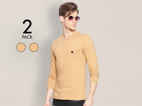 Easy 24X7 Cotton Slub Henley (Pack of 2)