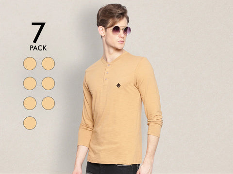 Easy 24X7 Cotton Slub Henley (Pack of 7)