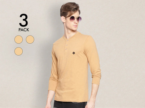 Easy 24X7 Cotton Slub Henley (Pack of 3)