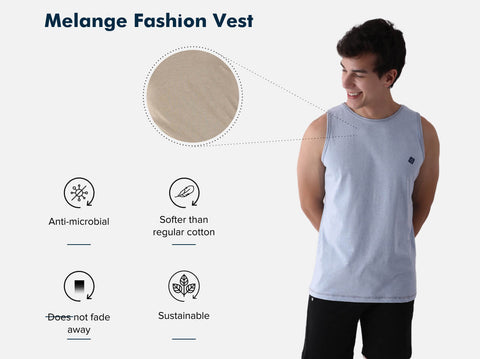 Better Cotton Melange Vest (Pack of 3)