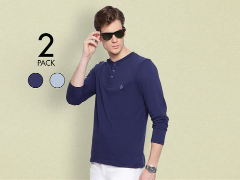 Easy 24X7 Cotton Slub Henley (Pack of 2)