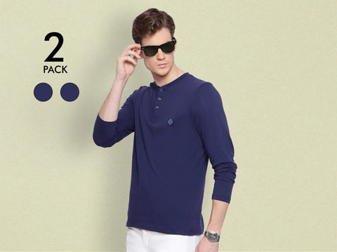 Easy 24X7 Cotton Slub Henley (Pack of 2)