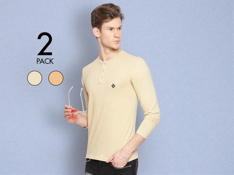 Easy 24X7 Cotton Slub Henley (Pack of 2)