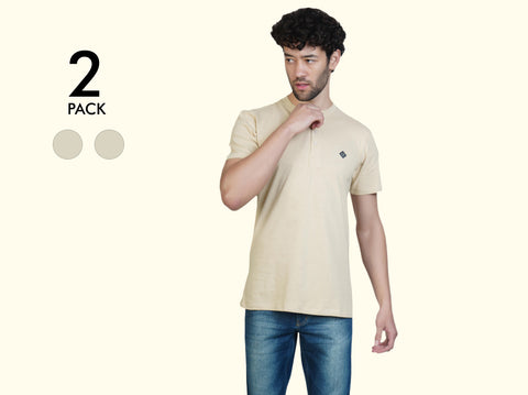 Easy 24X7 Cotton Half Sleeve Henley (Pack of 2)