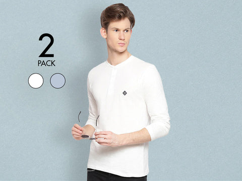 Easy 24X7 Cotton Slub Henley (Pack of 2)