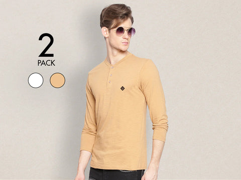 Easy 24X7 Cotton Slub Henley (Pack of 2)