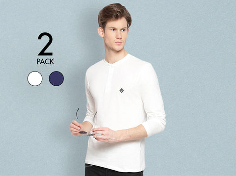 Easy 24X7 Cotton Slub Henley (Pack of 2)