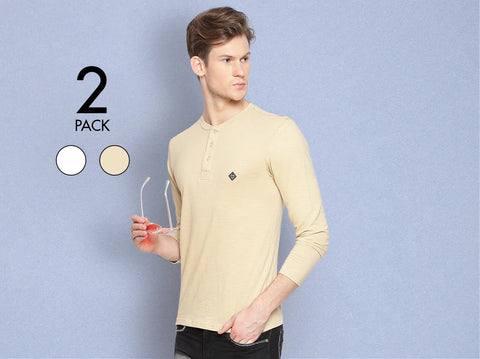 Easy 24X7 Cotton Slub Henley (Pack of 2)