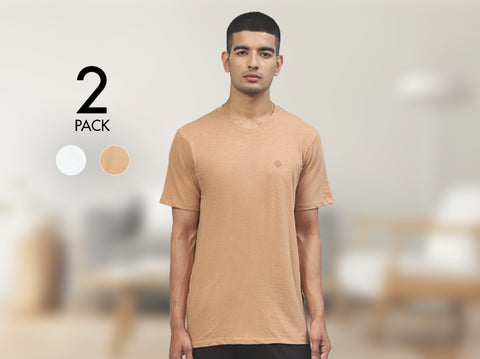 Easy 24X7 Cotton Slub T-shirt (Pack of 2)