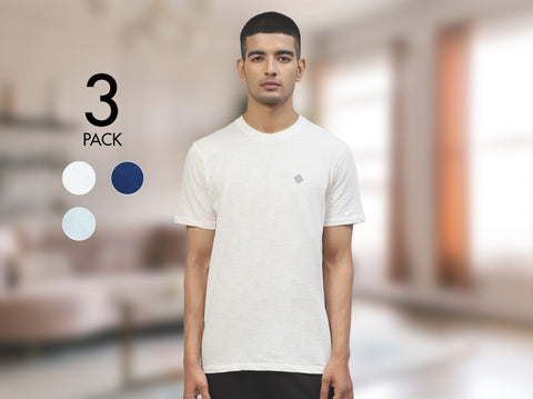 Easy 24X7 Cotton Slub T-shirt (Pack of 3)
