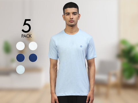 Easy 24X7 Cotton Slub T-shirt (Pack of 5)