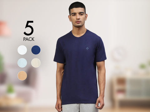 Easy 24X7 Cotton Slub T-shirt (Pack of 5)