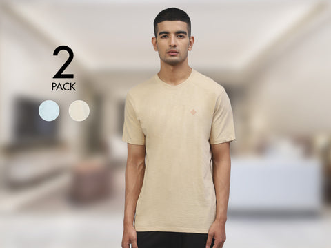 Easy 24X7 Cotton Slub T-shirt (Pack of 2)