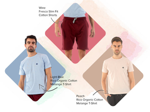 2 Rico T-Shirts + 1 Fresco 100% BCI Cotton Shorts (Pack of 3) - Almo