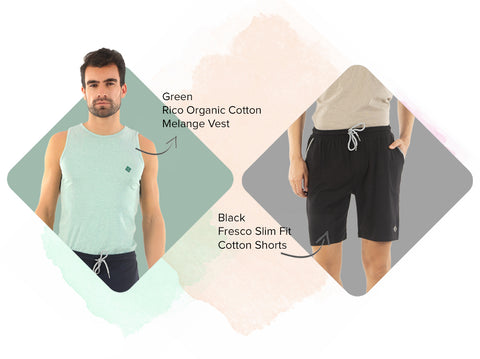 1 Rico Vest + 1 Fresco 100% BCI Cotton Shorts (Pack of 2) - Almo