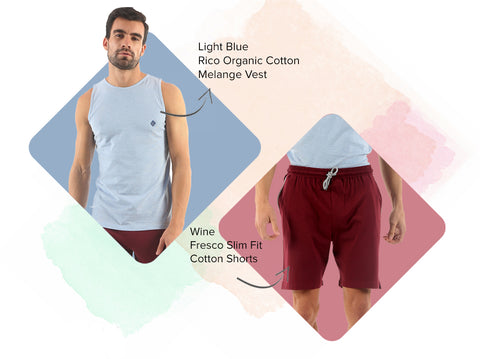 1 Rico Vest + 1 Fresco 100% BCI Cotton Shorts (Pack of 2) - Almo