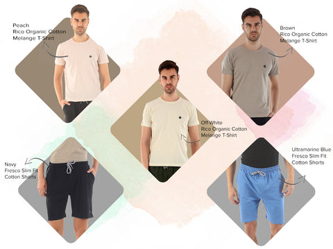 3 Rico T-Shirts + 2 Fresco 100% BCI Cotton Shorts (Pack of 5) - Almo