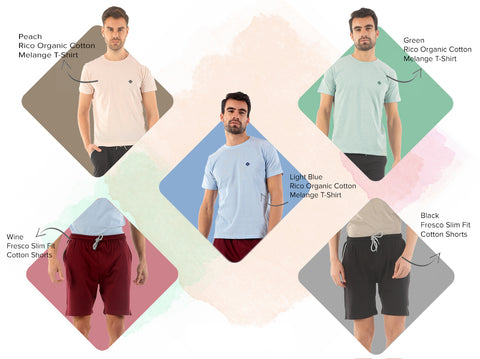 3 Rico T-Shirts + 2 Fresco 100% BCI Cotton Shorts (Pack of 5) - Almo