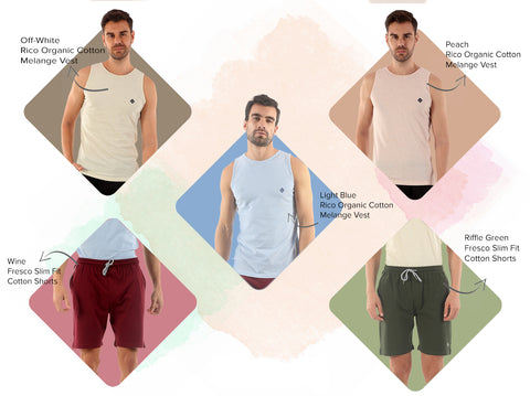 3 Rico Vests + 2 Fresco 100% BCI Cotton Shorts (Pack of 5) - Almo