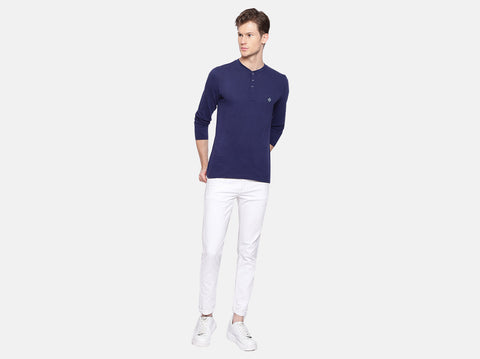 BCI Cotton slub henley t-shirt for men. Winters are coming & this fluu sleeves t-shirt for men is all you need. Get a combo of 2 & Almo-date your wardrobe.