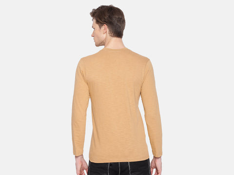 BCI Cotton slub henley t-shirt for men. Winters are coming & this fluu sleeves t-shirt for men is all you need. Get a combo of 2 & Almo-date your wardrobe.