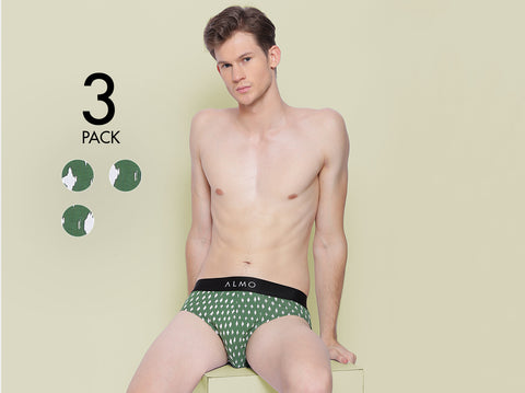 Rico Organic Cotton Printed  Brief (Pack of 3) - Almo