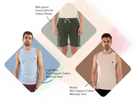 2 Rico Vests + 1 Fresco 100% BCI Cotton Shorts (Pack of 3) - Almo