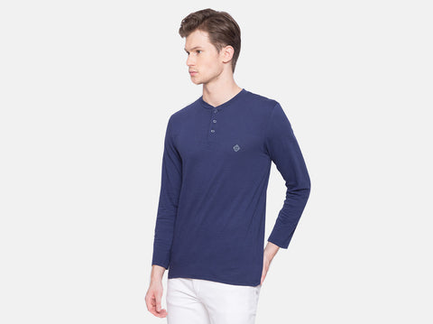 BCI Cotton slub henley t-shirt for men. Winters are coming & this fluu sleeves t-shirt for men is all you need. 