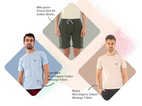 2 Rico T-Shirts + 1 Fresco 100% BCI Cotton Shorts (Pack of 3) - Almo