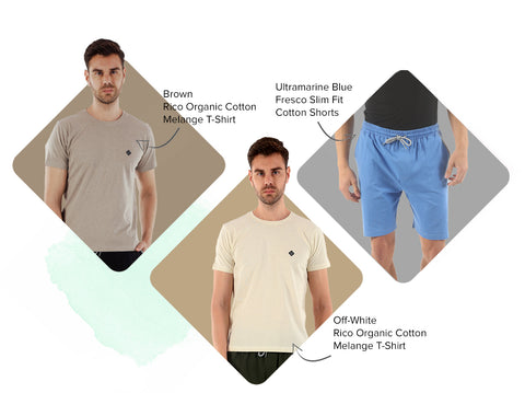 2 Rico T-Shirts + 1 Fresco 100% BCI Cotton Shorts (Pack of 3) - Almo