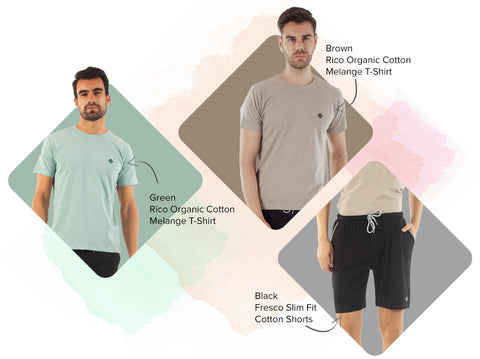 2 Rico T-Shirts + 1 Fresco 100% BCI Cotton Shorts (Pack of 3) - Almo