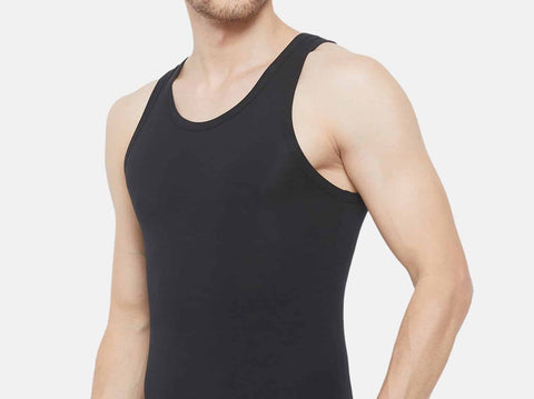 Mircomodal slim fit vest for men. Stylish, comfortable & available in 2 colours. Get the men's vest & Almo-date your warbrobe. 