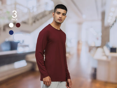 Easy 24X7 Crew Neck Full Sleeves T-shirt (Pack of 3)