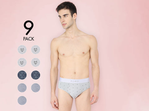 Dario Micromodal Printed Brief (Pack of 9) - Almo