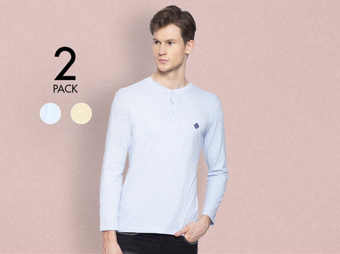 Fresco 100% BCI Cotton Slub Henley (Pack of 2) - Almo