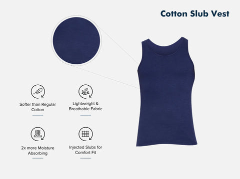 Easy 24X7 Cotton Slub Vest (Pack of 3)