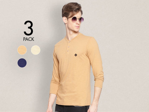 Fresco 100% BCI Cotton Slub Henley (Pack of 3) - Almo