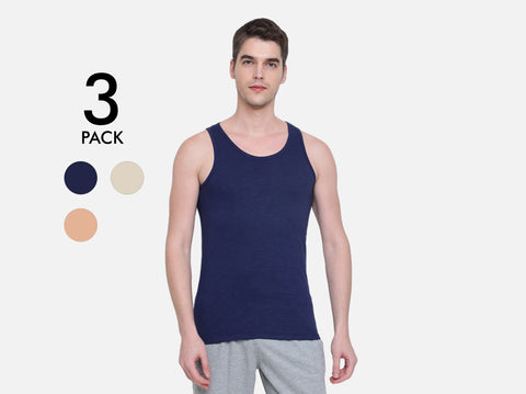 Easy 24X7 Cotton Slub Vest (Pack of 3)