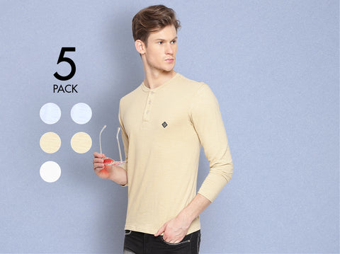 Fresco 100% BCI Cotton Slub Henley (Pack of 5) - Almo