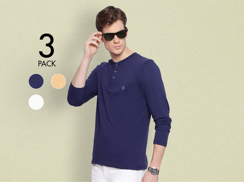 Fresco 100% BCI Cotton Slub Henley (Pack of 3) - Almo