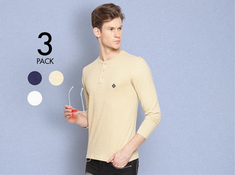 Fresco 100% BCI Cotton Slub Henley (Pack of 3) - Almo