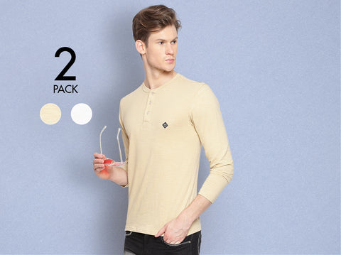 Fresco 100% BCI Cotton Slub Henley (Pack of 2) - Almo