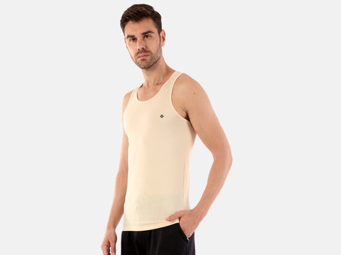 BCI Cotton men's vest. Stylish, comfortable & available in 4 colours. Get the men's vest & Almo-date your warbrobe. 